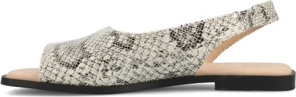 Journee Women's Brinsley Medium and Wide Width Flat Sandals, Black PU - Image 6