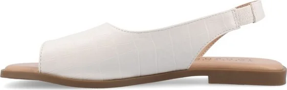 Journee Women's Brinsley Medium and Wide Width Flat Sandals, Black PU - Image 7