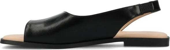 Journee Women's Brinsley Medium and Wide Width Flat Sandals, Black PU - Image 8