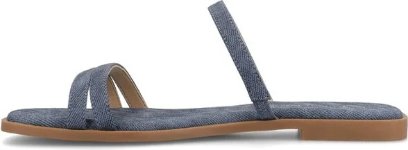 Journee Women's Brisa Flat Sandals, Denim - Image 2