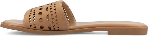 Journee Women's Brodie Flat Sandals, Bone - Image 5