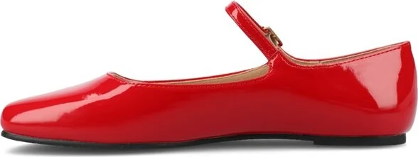 Journee Women's Carrie Medium and Wide Width Dress Flats, Patent/Black 8W - Image 3