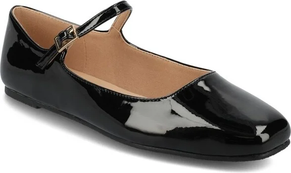Journee Women's Carrie Medium and Wide Width Dress Flats, Patent/Black 8W