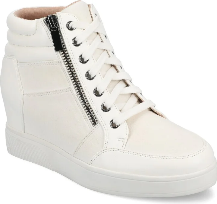 Journee Womens Clarity High Top Wedge Sneaker