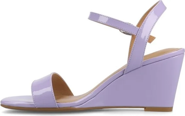 Journee Women's Clayr Wedge Sandals, Patent/Lilac - Image 3