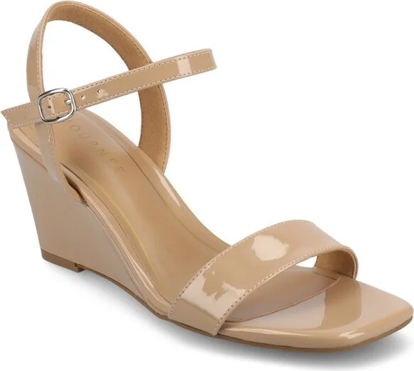 Journee Women's Clayr Wedge Sandals, Patent/Lilac
