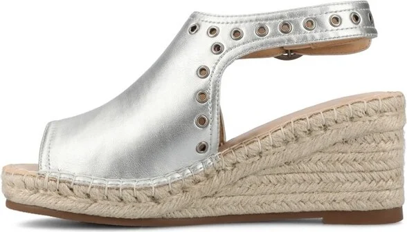 Journee Women's Crisie Espadrille Wedge Sandals, Silver - Image 4