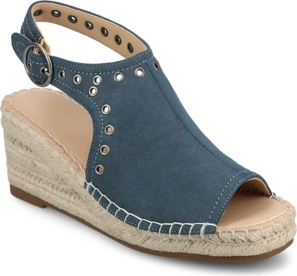 Journee Women's Crisie Espadrille Wedge Sandals, Silver