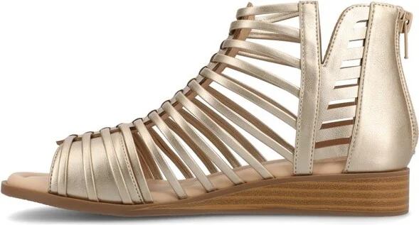 Journee Women's Delilah Medium and Wide Width Sliver Wedge Sandals, Champagne 10W - Image 2