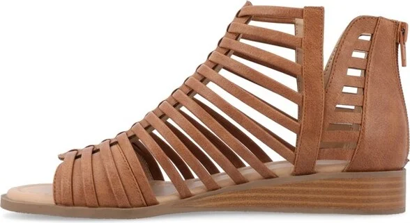 Journee Women's Delilah Medium and Wide Width Sliver Wedge Sandals, Champagne 10W - Image 4