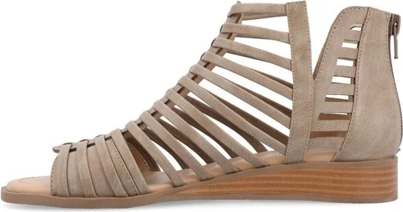 Journee Women's Delilah Medium and Wide Width Sliver Wedge Sandals, Champagne 10W - Image 5