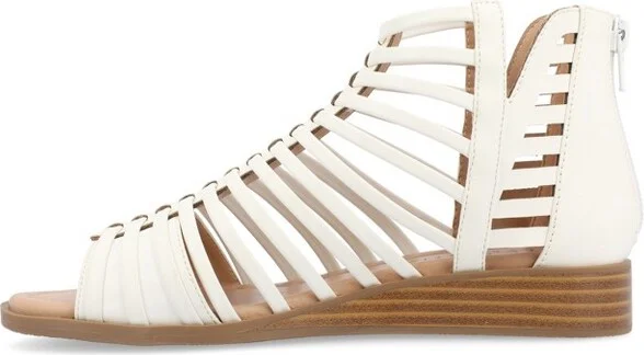 Journee Women's Delilah Medium and Wide Width Sliver Wedge Sandals, Champagne 10W - Image 6