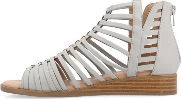 Journee Women's Delilah Medium and Wide Width Sliver Wedge Sandals, Champagne 10W - Image 7