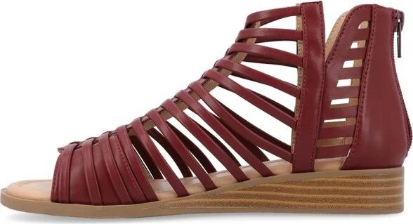 Journee Women's Delilah Medium and Wide Width Sliver Wedge Sandals, Champagne 10W - Image 8