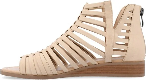 Journee Women's Delilah Medium and Wide Width Sliver Wedge Sandals, Champagne 10W - Image 10