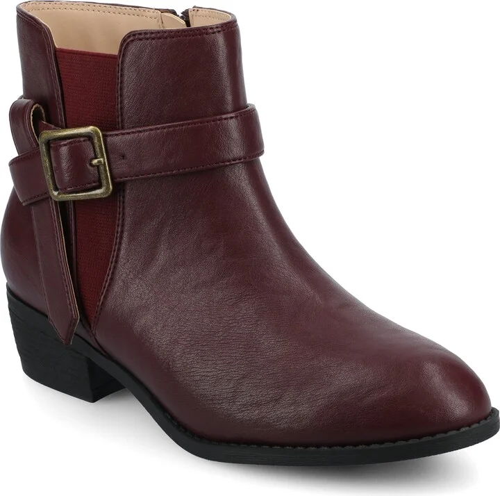 Journee Womens Devina Medium and Wide Width Buckle Detail Ankle Booties