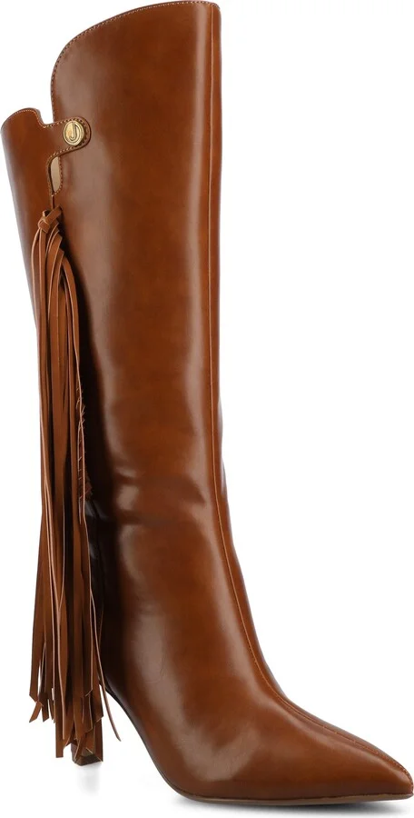 Journee Womens Dolly Knee High Tassel Boots