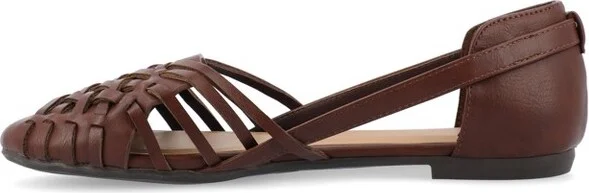 Journee Women's Ekko Medium and Wide Width Flat Sandals, Cognac - Image 5