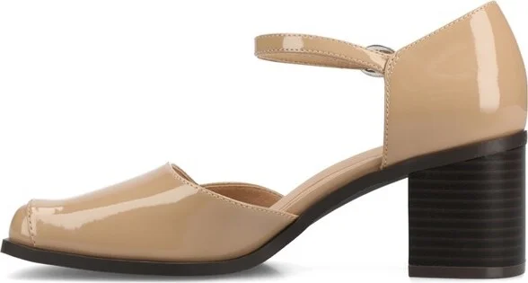 Journee Women's Evangeline Medium and Wide Width Pumps, Patent/Nude 9W - Image 5
