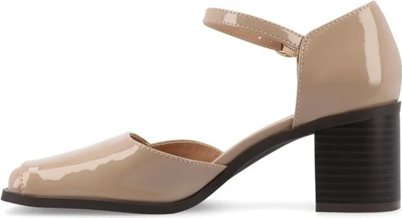 Journee Women's Evangeline Medium and Wide Width Pumps, Patent/Nude 9W - Image 6
