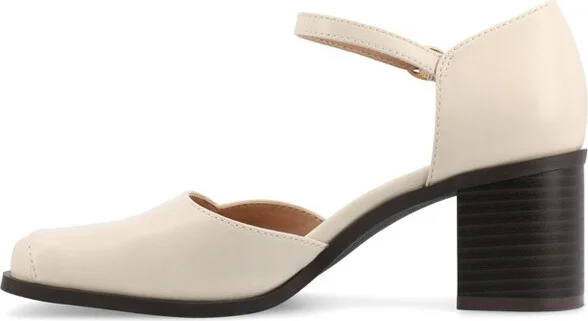 Journee Women's Evangeline Medium and Wide Width Pumps, Patent/Nude 9W - Image 7