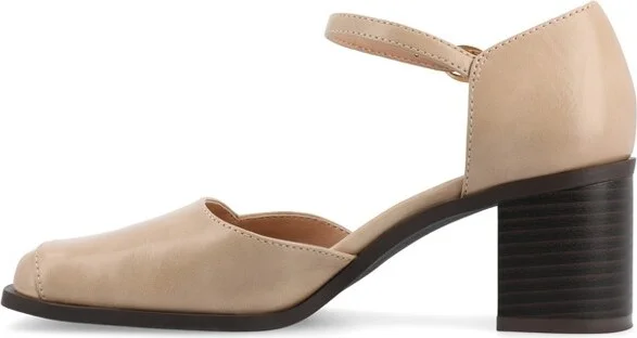 Journee Women's Evangeline Medium and Wide Width Pumps, Patent/Nude 9W - Image 8