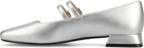 Journee Women's Gredah Medium and Wide Width Mary Jane Dress Flats, Silver 7W - Image 2
