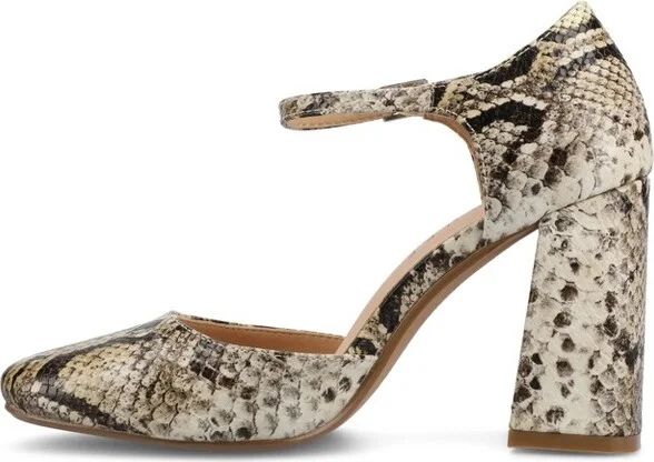Journee Women's Hesster Mary Jane Mid Block Heel Square Toe Pumps, Silver - Image 3