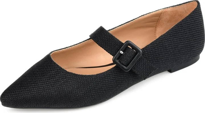 Journee Womens Karissa Buckle Pointed Toe Mary Jane Dress Flats