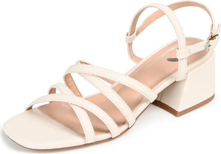 Journee Womens Kempsy Open Square Toe Block Heel Sandals
