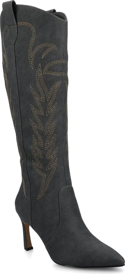 Journee Womens Laramie Knee High Western Boots