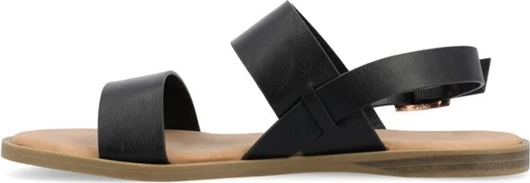 Journee Women's Lavine Flat Sandals, Patent/Black - Image 2