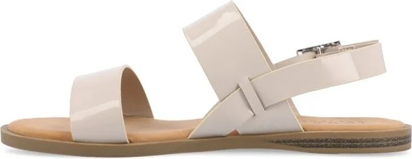 Journee Women's Lavine Flat Sandals, Patent/Black - Image 3