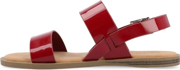 Journee Women's Lavine Flat Sandals, Patent/Black - Image 6