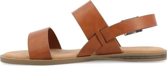 Journee Women's Lavine Flat Sandals, Patent/Black - Image 7