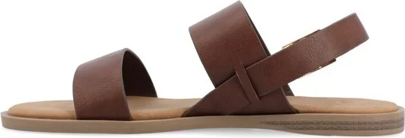 Journee Women's Lavine Flat Sandals, Patent/Black - Image 8