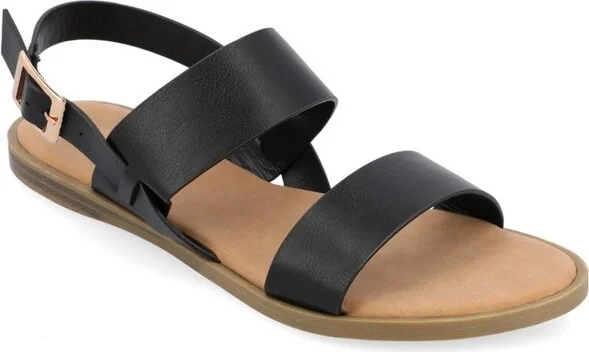 Journee Women's Lavine Flat Sandals, Patent/Black