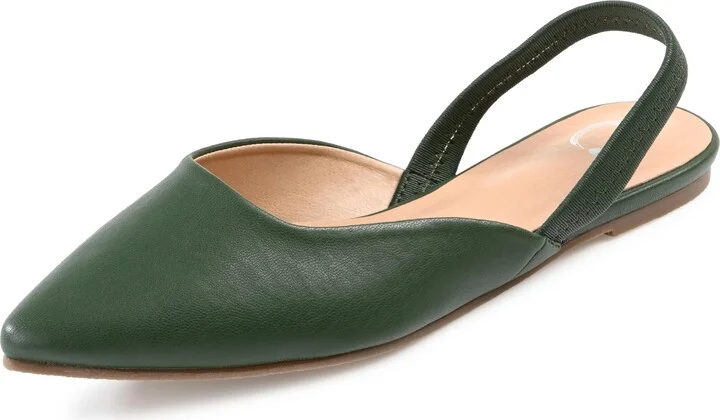 Journee Womens Mallorca Pull On Almond Toe Sling-Back Flats