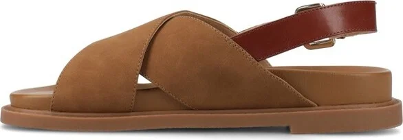 Journee Women's Marinna Flat Sandals, Tan - Image 2