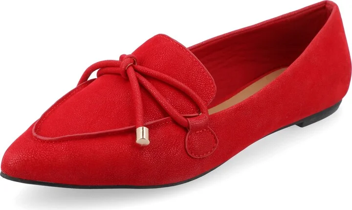 Journee Womens Muriel Slip On Pointed Toe Loafer Dress Flats