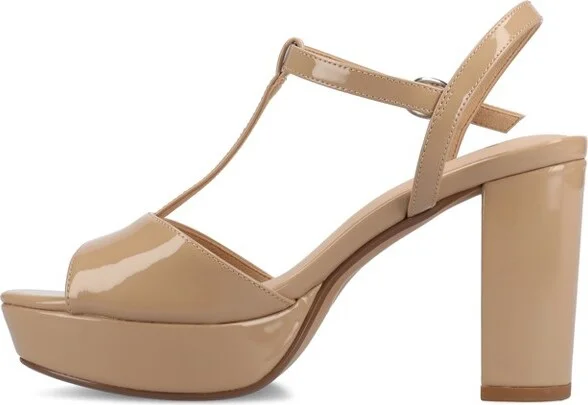 Journee Women's Nalie Platform Dress Sandals, Patent/Nude - Image 2