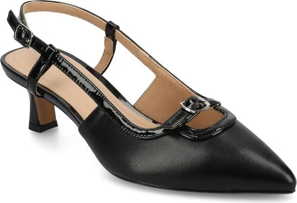 Journee Women's Padma Medium and Wide Width Pumps, Black PU