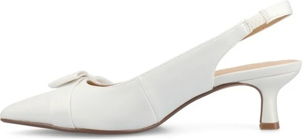 Journee Women's Paloma Pumps, Satin/White - Image 2