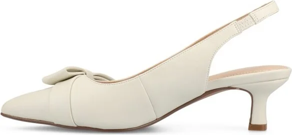 Journee Women's Paloma Pumps, Satin/White - Image 5