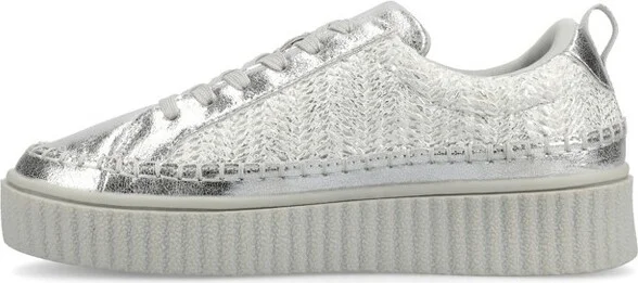 Journee Women's Pazey Platform Casual Sneakers, Silver - Image 3