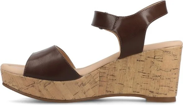 Journee Women's Ranae Platform Wedge Sandals, Brown - Image 2