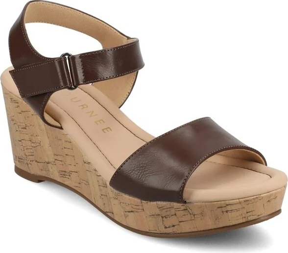 Journee Women's Ranae Platform Wedge Sandals, Brown