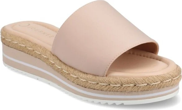 Journee Women's Rosey Medium and Wide Width Espadrille Sandals, Blush