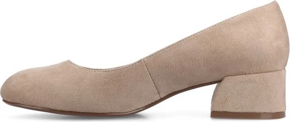 Journee Women's Saarii Medium and Wide Width Pumps, Nude/Suede 9.5W - Image 2