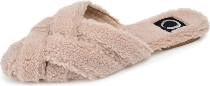 Journee Womens Sereena Almond Toe Faux Fur Slippers